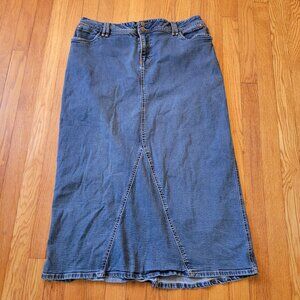 Cato 18 Blue Jean Denim‎ Skirt Maxi Belt Loops Pockets